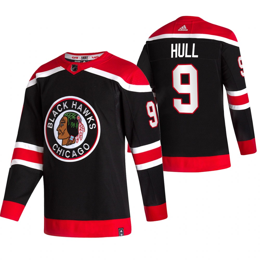 2021 Adidias Chicago Blackhawks #9 Bobby Hull Black Men Reverse Retro Alternate NHL Jersey->chicago blackhawks->NHL Jersey
